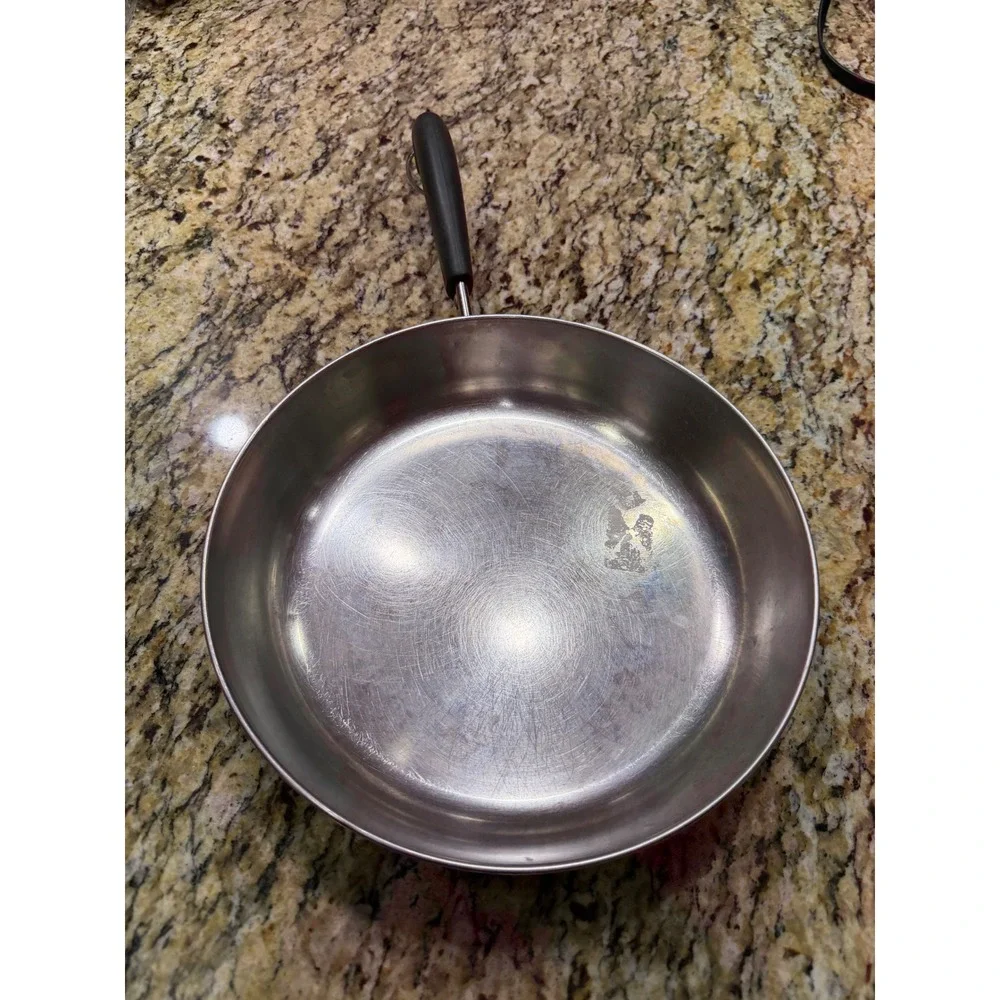 Vintage Revere Ware 10 in Skillet Copper Clad Bottom Stainless Steel Frying Pan